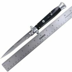 10.5 Inch Classic Black Stiletto Automatic Knife Stainless Bayo 7 10.5 Inch Classic Black Stiletto Automatic Knife Stainless Bayo -DIRECT KNIFE SALES 10.5 Inch Classic Black Stiletto Automatic Knife Stainless Bayo 2.600