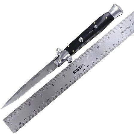 10.5 Inch Classic Black Stiletto Automatic Knife Stainless Bayo 5 10.5 Inch Classic Black Stiletto Automatic Knife Stainless Bayo - Image 3