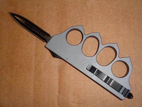 1918 US Trench Knuckles Gray D/A OTF Automatic Knife Two Tone Dagger 4 1918 US Trench Knuckles Gray D/A OTF Automatic Knife Two Tone Dagger - Image 2