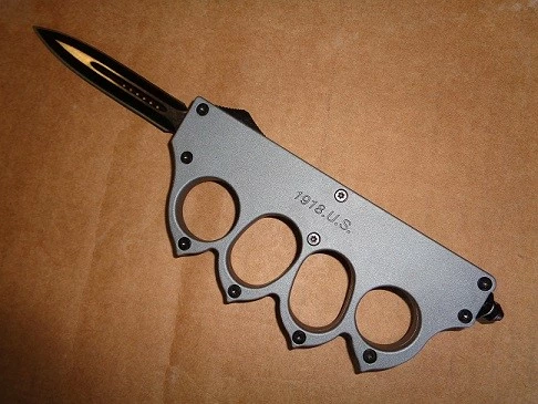 1918 US Trench Knuckles Gray D/A OTF Automatic Knife Two Tone Dagger 3 1918 US Trench Knuckles Gray D/A OTF Automatic Knife Two Tone Dagger