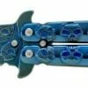 5" Stainless Steel Butterfly Knife Blue Skulls Bf-102-5 -DIRECT KNIFE SALES 5 Stainless Steel Butterfly Knife Blue Skulls bf 102 5.600