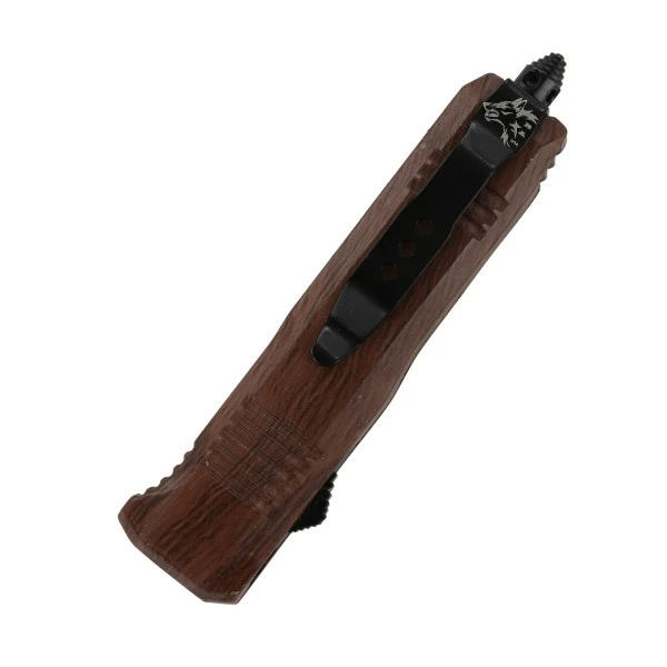 6.75" Mini Ranger OTF Wood Automatic Knife Dagger Serrated 4 6.75" Mini Ranger OTF Wood Automatic Knife Dagger Serrated - Image 2