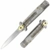 7" White Pearl Leverlock Automatic Knife Brass Satin Bayo 1 7" White Pearl Leverlock Automatic Knife Brass Satin Bayo -DIRECT KNIFE SALES 7 White Pearl Leverlock Automatic Knife Brass Satin Bayo.600