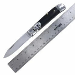 8 Inch Classic Black Wood Leverlock Automatic Knife Flat Grind Drop Point -DIRECT KNIFE SALES 8 Inch Classic Black Wood Leverlock Automatic Knife Flat Grind Drop Point 3.600