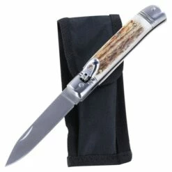 8 Inch Leverlock Automatic Knife Classic Real Stag -DIRECT KNIFE SALES 8 Inch Leverlock Automatic Knife Classic Stag 2.600