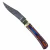 9" Damascus Leverlock Blue Red Wood Automatic Knife Clip Point -DIRECT KNIFE SALES 9 Damascus Leverlock Blue Red Wood Automatic Knife Clip Point.600