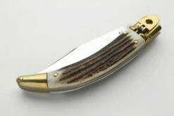 AGA Campolin Diana Brass Stag Horn Italian Leverlock Automatic Knife -DIRECT KNIFE SALES AGA Campolin Diana Brass Stag Horn Italian Leverlock Automatic Knife 1.600