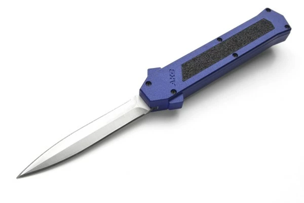 AKC F-16 Blue Grip D/A OTF Automatic Knife Satin Dagger 3 AKC F-16 Blue Grip D/A OTF Automatic Knife Satin Dagger