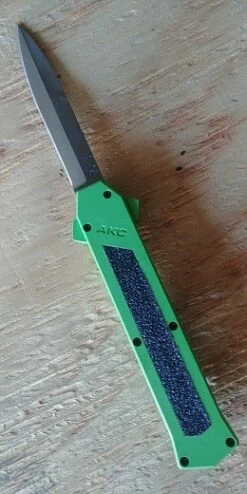 AKC F-16 Neon Green Grip OTF Automatic Knife Satin Bayo -DIRECT KNIFE SALES AKC F 16 Neon Green Grip OTF Automatic Knife Satin Bayo.600