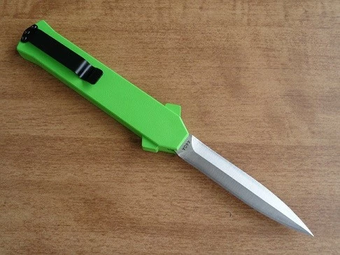 AKC F-16 Neon Green Grip OTF Automatic Knife Satin Dagger 4 AKC F-16 Neon Green Grip OTF Automatic Knife Satin Dagger - Image 2