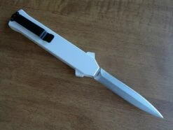 AKC F-16 White Grip D/A OTF Automatic Knife Satin Dagger 5 AKC F-16 White Grip D/A OTF Automatic Knife Satin Dagger -DIRECT KNIFE SALES AKC F 16 White Grip DA OTF Automatic Knife Satin Dagger 1.600
