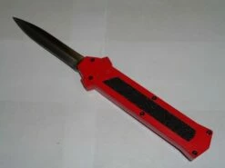 DIRECT KNIFE SALES 21 AKC F-16 Red Grip OTF Automatic Knife Satin Dagger