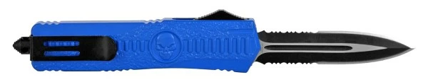 Alien Skull Blue OTF Automatic Knife Black Dagger Double Serrated 4 Alien Skull Blue OTF Automatic Knife Black Dagger Double Serrated - Image 2
