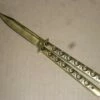 Balisong 9 Inch Heavy All Gold Folding Butterfly Knife -DIRECT KNIFE SALES Balisong 9 Heavy All Gold Folding Butterfly Knife.600