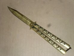 Balisong 9 Inch Heavy All Gold Folding Butterfly Knife