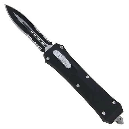 Brutal Black D/A OTF Automatic Knife Dagger Serrated 3 Brutal Black D/A OTF Automatic Knife Dagger Serrated