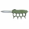 CNC Spiked Knuckles Army Green Automatic Knife Satin Dagger -DIRECT KNIFE SALES CNC Spiked Knuckles Army Green Automatic Knife Satin Dagger.600