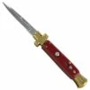 Cross 9 Inch Dark Red Stiletto Automatic Knife Brass Bayo -DIRECT KNIFE SALES Cross 9 Dark Red Stiletto Automatic Knife Brass Bayo.600