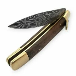 Damascus Lever Lock Automatic Knife Pakka Wood -DIRECT KNIFE SALES Damascus Lever Lock Automatic Knife Pakka Wood 1.600