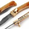 Damascus Burnt Bone Leverlock Automatic Knife -DIRECT KNIFE SALES Damascus Burnt Bone Leverlock Automatic Knife.600