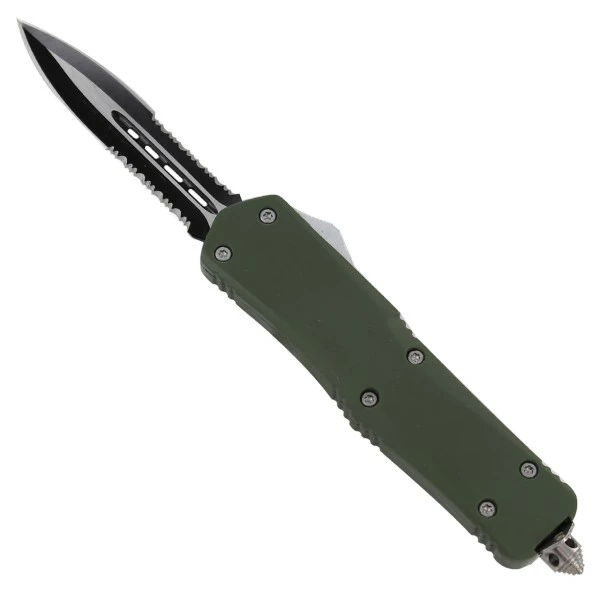 Delta Army Green D/A OTF Automatic Knife Black Dagger Double Serrated 3 Delta Army Green D/A OTF Automatic Knife Black Dagger Double Serrated