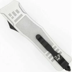 Delta Force Silver D/A OTF Automatic Knife Two Tone Drop Point Serrated 7 Delta Force Silver D/A OTF Automatic Knife Two Tone Drop Point Serrated -DIRECT KNIFE SALES Delta Force Silver DA OTF Automatic Knife Drop Point Serrated Spine 2.600