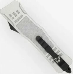 Delta Force Silver D/A OTF Automatic Knife Drop Point Spine Serrated -DIRECT KNIFE SALES Delta Force Silver DA OTF Automatic Knife Drop Point Spine Serrated 1.600