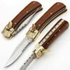 8.25" File Work Brown Wood Serrated Leverlock Automatic Knife -DIRECT KNIFE SALES File Work Brown Wood Serrated Leverlock Automatic Knife.600