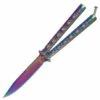 Heavy Rainbow Balisong Folding Butterfly Knife -DIRECT KNIFE SALES Heavy Rainbow Balisong Folding Butterfly Knife.600