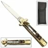 Leverlock Stiletto Golden Stag Automatic Knife -DIRECT KNIFE SALES Leverletto Stiletto Golden Stag automatic knife.600