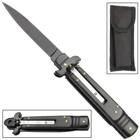 Lever Lock Stiletto Tactical Black Automatic Knife 3 Lever Lock Stiletto Tactical Black Automatic Knife