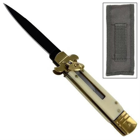 Leverlock Imitation Ivory Automatic Knife Black Brass 3 Leverlock Imitation Ivory Automatic Knife Black Brass