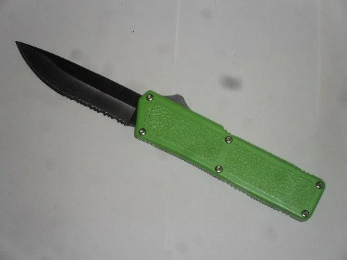 Lightning Green D/A OTF Automatic Knife Black Drop Point Serrated 3 Lightning Green D/A OTF Automatic Knife Black Drop Point Serrated