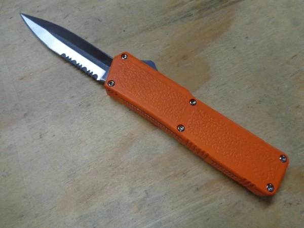 Lightning Orange D/A OTF Automatic Knife Satin Dagger Serrated 3 Lightning Orange D/A OTF Automatic Knife Satin Dagger Serrated