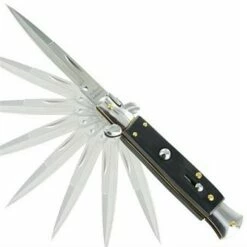 Milano Stiletto Silver Charcoal Automatic Knife A150kb
