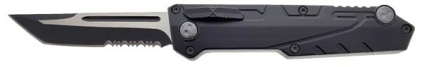 Slim Side Release Black D/A OTF Automatic Knife Tanto Serrated 3 Slim Side Release Black D/A OTF Automatic Knife Tanto Serrated