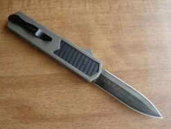 Titan Gray Carbon Grip D/A OTF Automatic Knife Black Dagger -DIRECT KNIFE SALES Titan Gray Carbon Grip DA OTF Automatic Knife Black Dagger 1.600