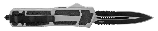 Titan Silver Grip OTF Automatic Knife Black Dagger Double Serrated 4 Titan Silver Grip OTF Automatic Knife Black Dagger Double Serrated - Image 2