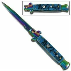Milano Auto Stiletto Titanium Blue Marble Knife A150lr